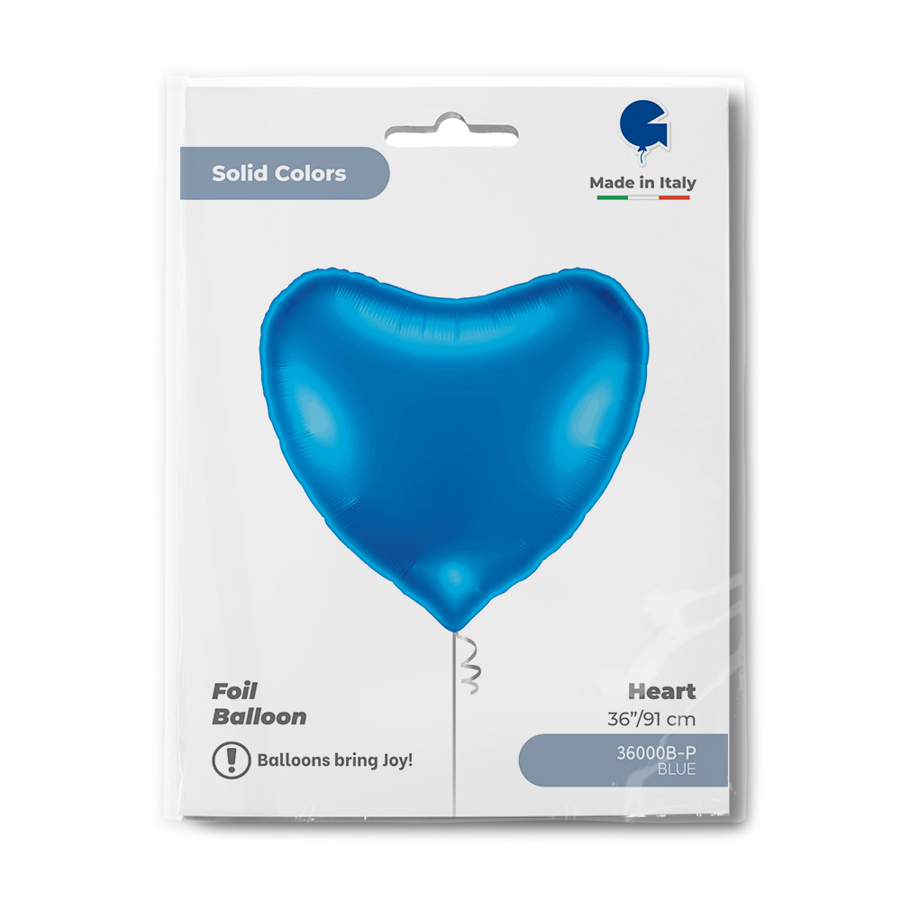 Шар (36''/91 см) Сердце, Синий, 1 шт. в уп.