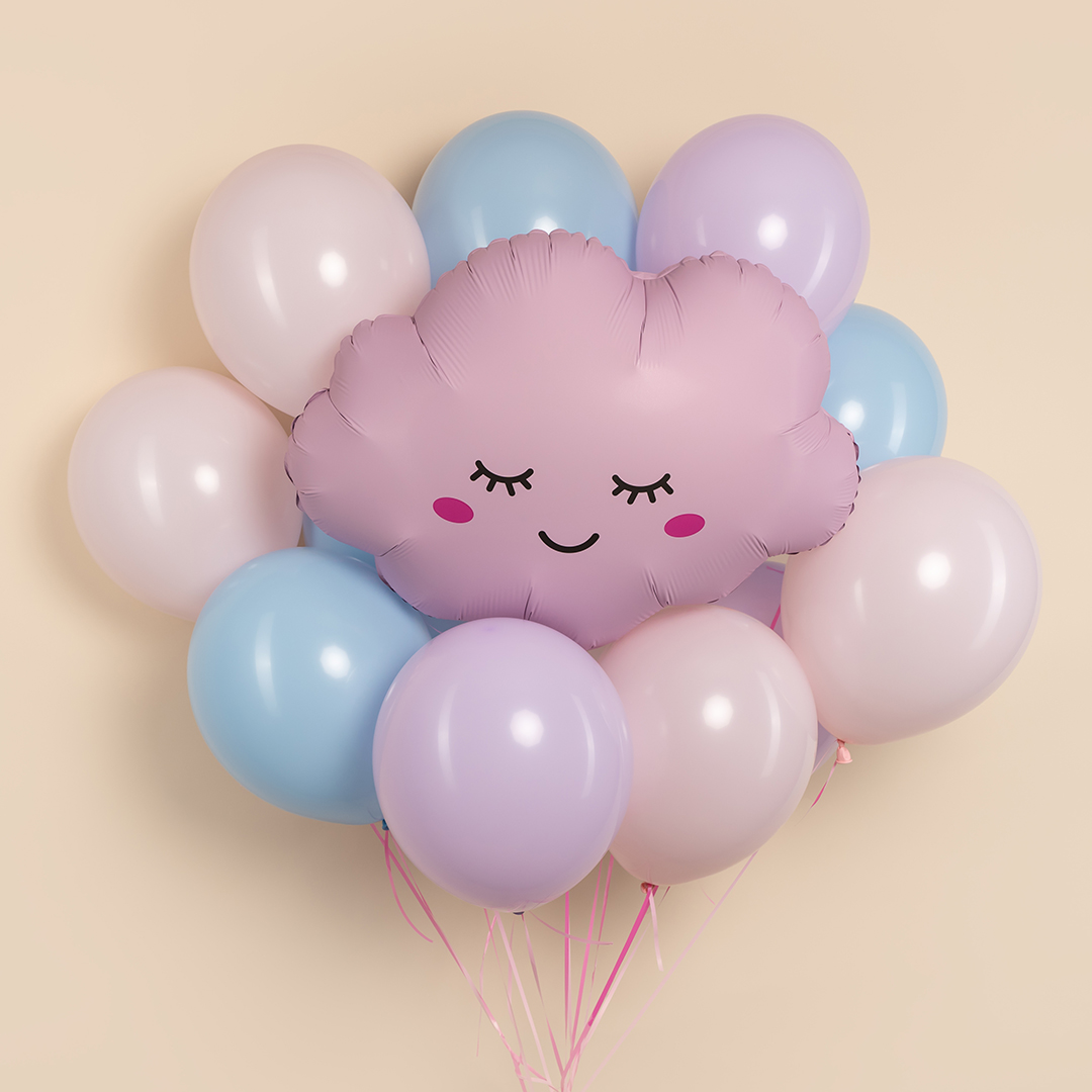 Шар (27''/69 см) Фигура, Облако, Светло-розовый, Матовый, 1 шт.