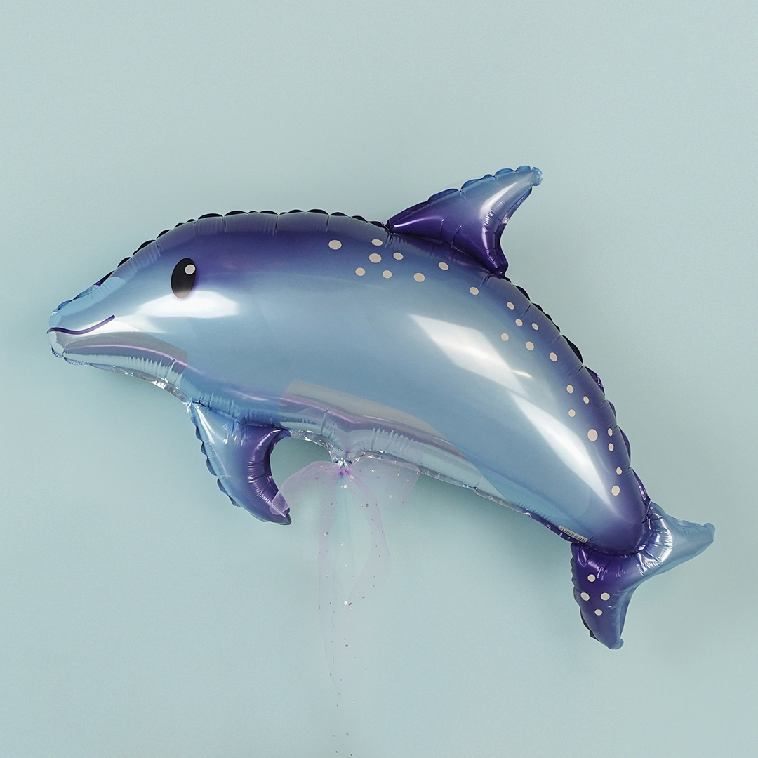 Шар (15''/38 см) Мини-фигура, Дельфин, Синий, 1 шт.