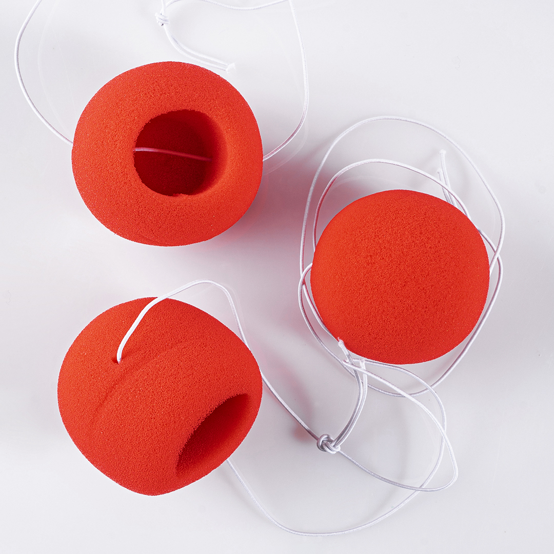 Нос клоуна, на резинке, Красный, 3 шт. в упак. 