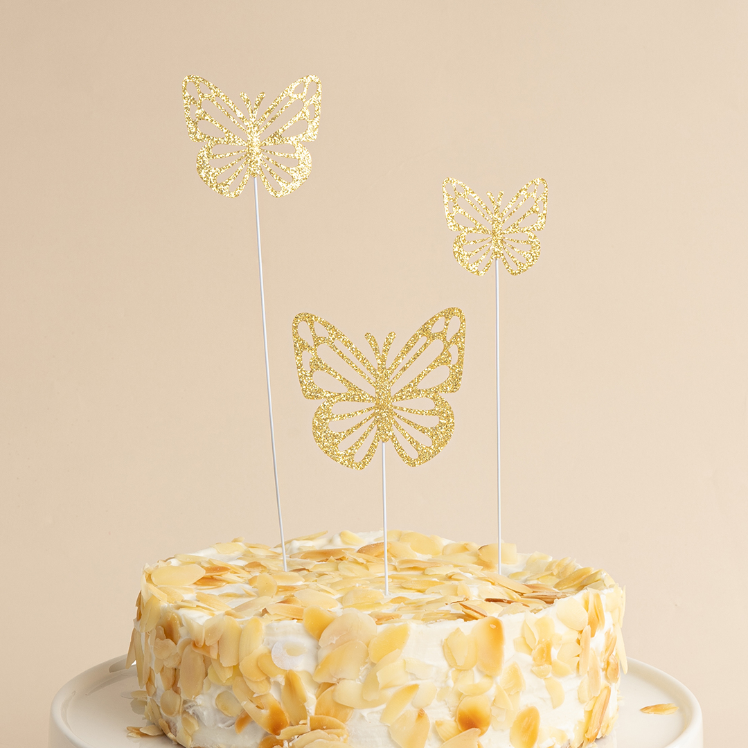 Топперы, Ажурные бабочки, Шампань, 18 см, 10 шт.