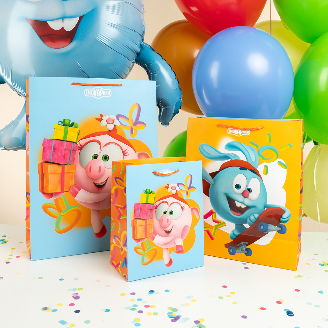 Пакет подарочный, 210гр, Смешарики, 23*18*10 см, 1 шт.