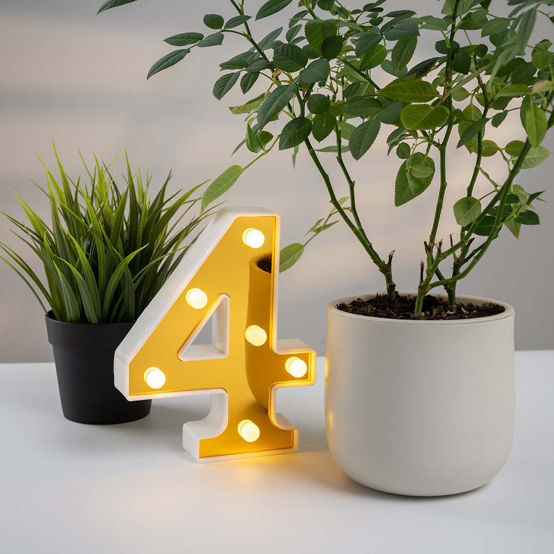 Световая фигура Цифра, 4, 16 см. Золото, 1 шт.