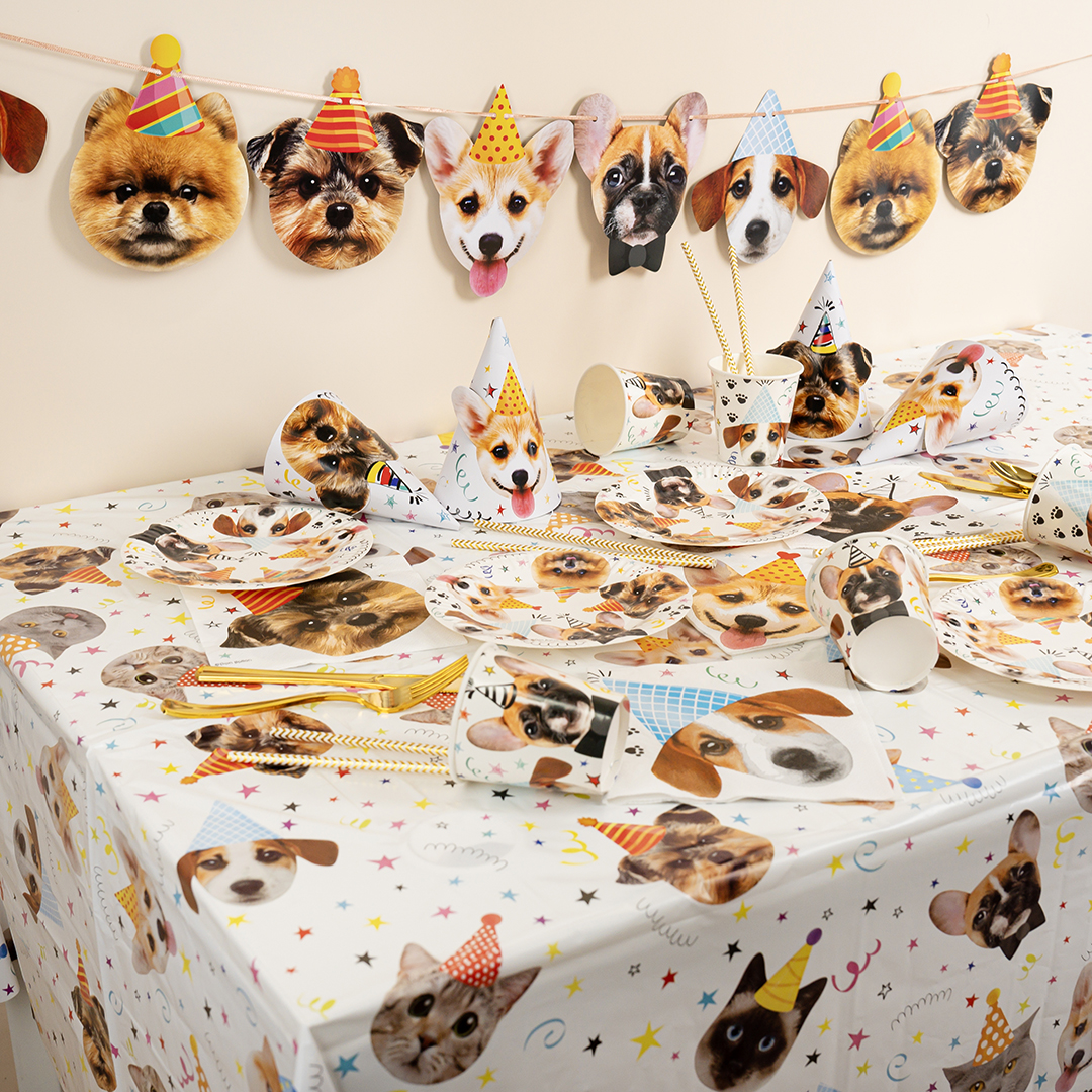 Скатерть одноразовая, Котики и Собачки, 120*180 см, 1 шт.