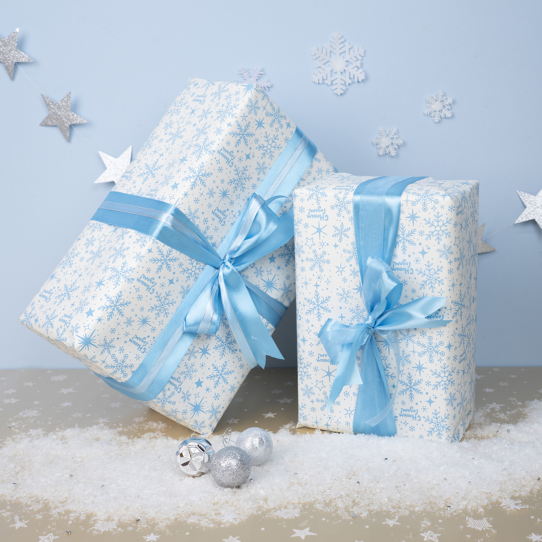 Упаковочная бумага 70гр (0,6*10 м) Новогодние снежинки, 1 шт.