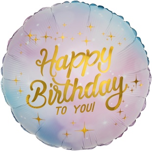 Шар (18''/46 см) Круг, Happy Birthday, Сиреневый, Градиент, 1 шт. в уп.