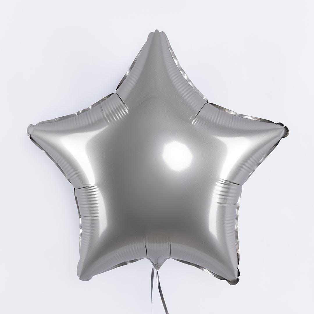 Шар (18''/46 см) Звезда, Стальной серый, Сатин, 1 шт.