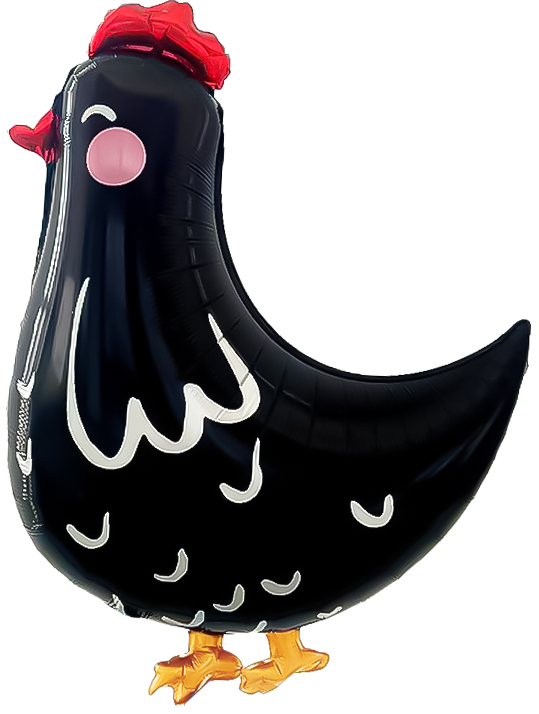 Шар (30''/76 см) Фигура, Курица, Черный, 1 шт.