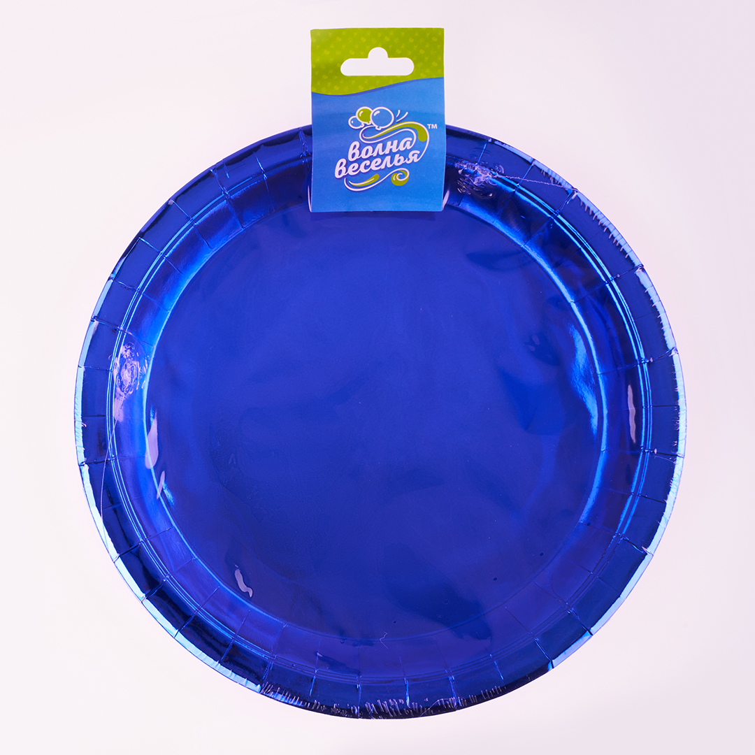 Тарелки (9''/23 см) Синий, Металлик, 6 шт.