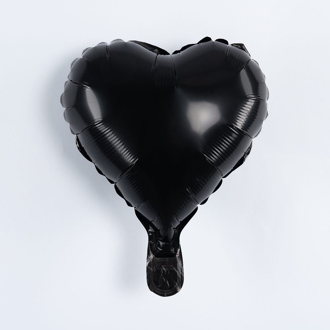 Шар с клапаном (10''/25 см) Мини-сердце, Черный, 1 шт.