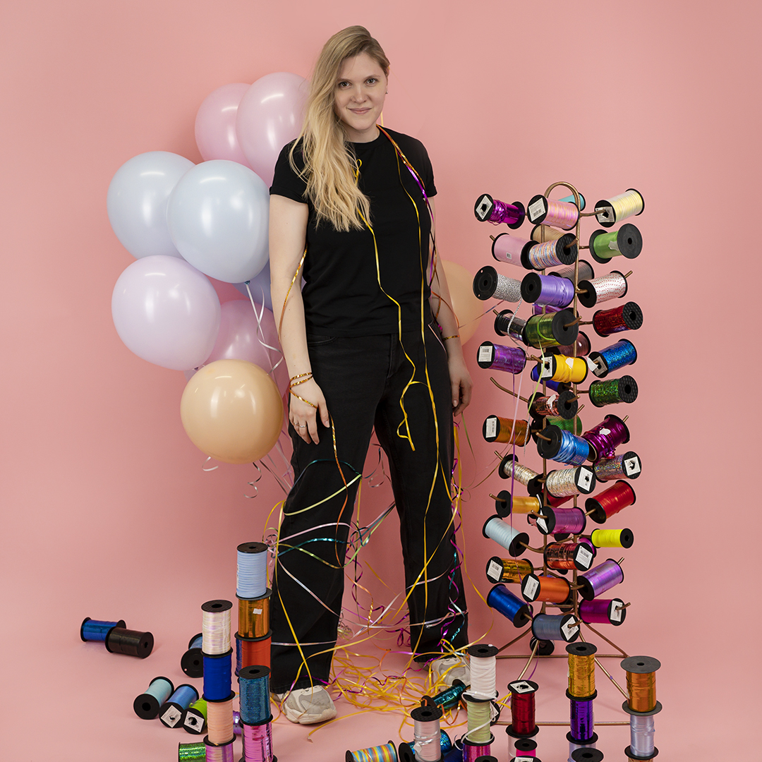 Лента полипропиленовая (0,5 см*100 м) Фуксия, Глиттер, 1 шт.