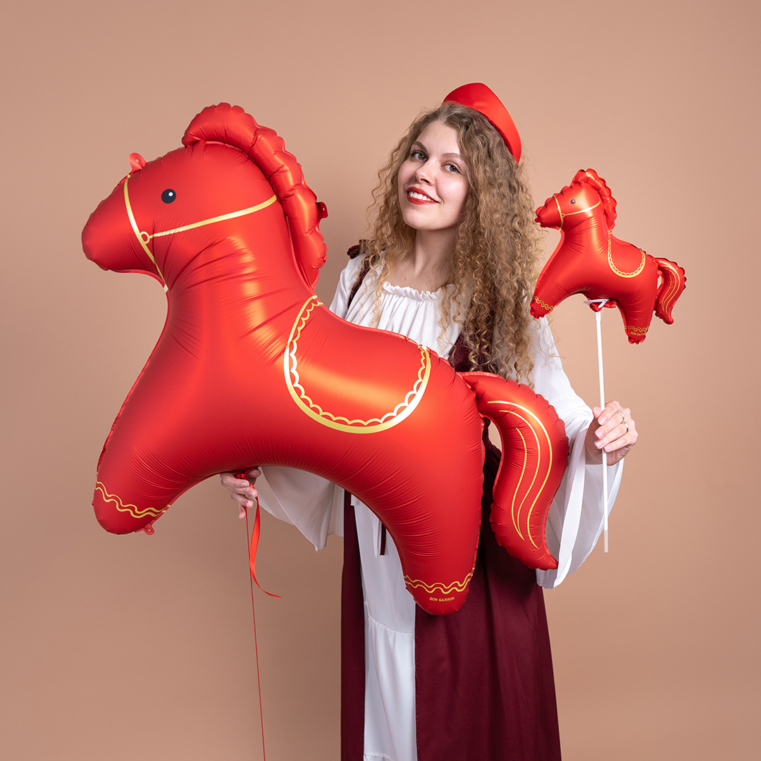 Шар (42''/107 см) Фигура, Красная лошадка, Сатин, 1 шт. в уп.