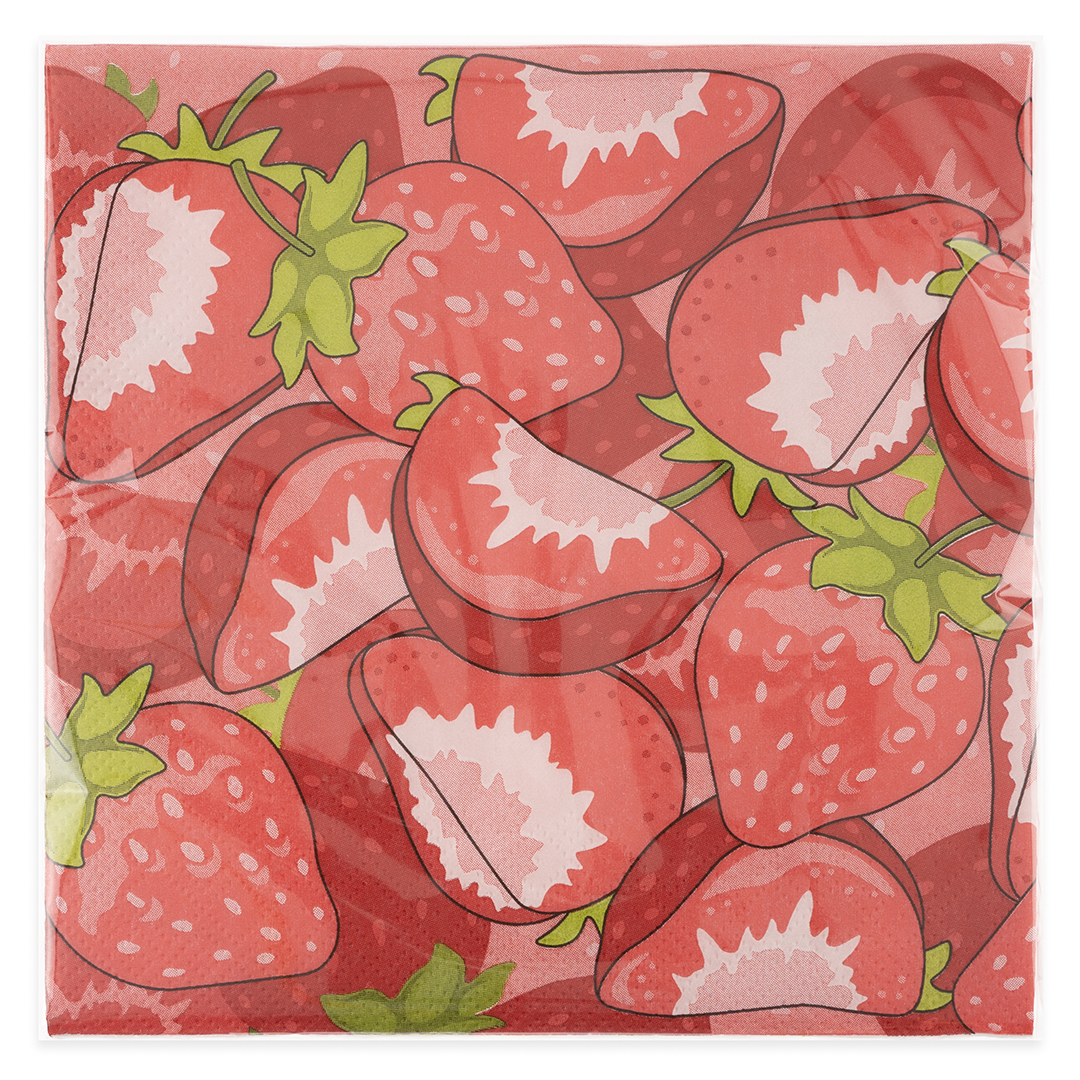 Сервировочные салфетки, Клубника, 33*33 см, 20 шт.