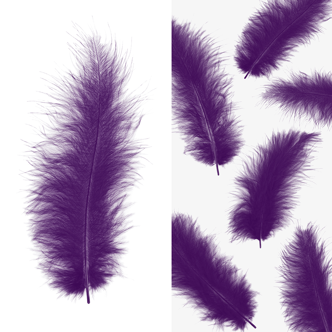 Перья, Премиум, Фиолетовый, 12-15 см, 30 шт.