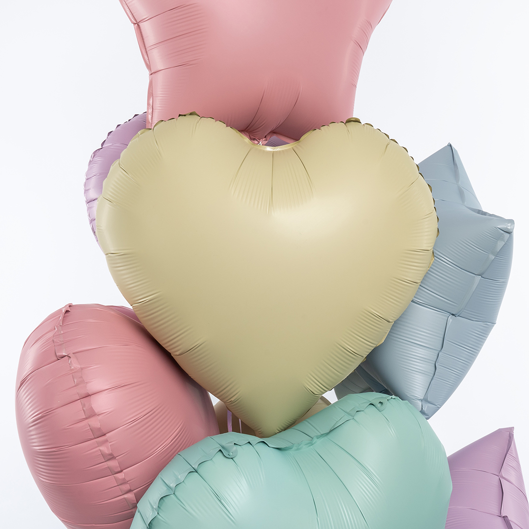 Шар (18''/46 см) Сердце, Светло-желтый, Сатин, 1 шт.