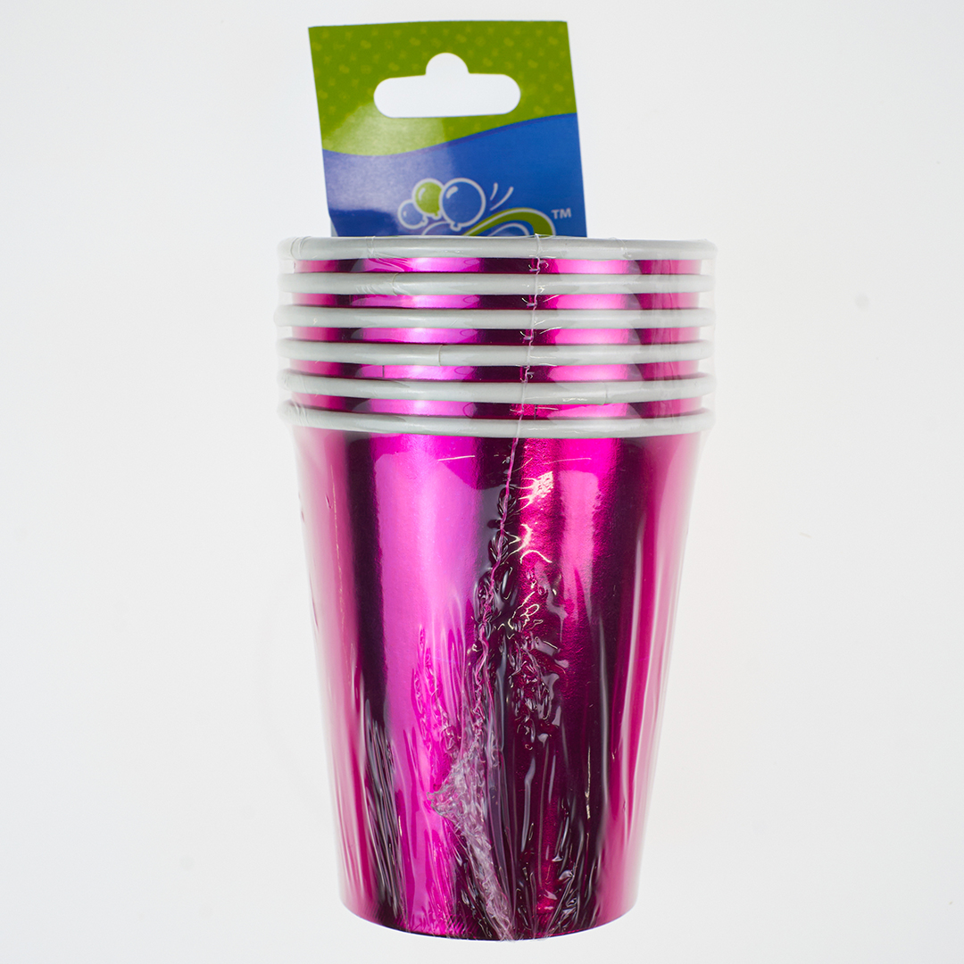Стаканы (250 мл) Фуксия, Металлик, 6 шт.