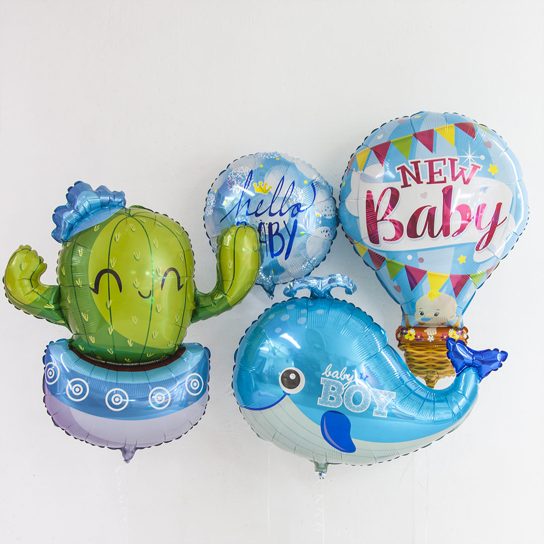 Шар (36''/91 см) Фигура, Счастливый кактус, Голубой, 1 шт.