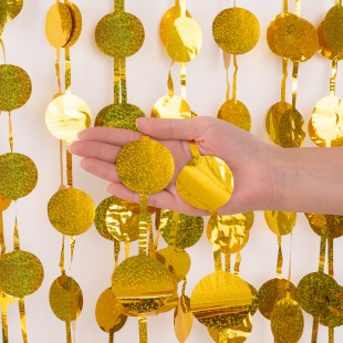 Занавес Круг, Лазерный, Золото, Голография, 100*200 см, 1 шт.