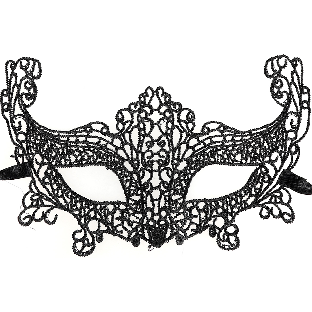 Маска кружевная, фигурная, Фантазия, Черный, 16*24 см, 1 шт. 