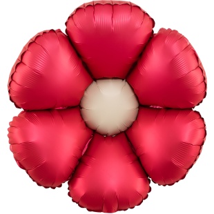 Шар (24''/61 см) Цветок, Ромашка (надув воздухом), Красный, Сатин, 1 шт.