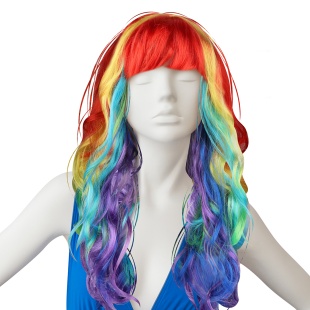 Парик карнавальный, 160 гр, Длинные локоны, Радужный, 1 шт. в упак. 