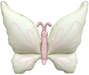 Шар (37''/94 см) Фигура, Нежная бабочка, Кремовый, Сатин, 1 шт. в уп.