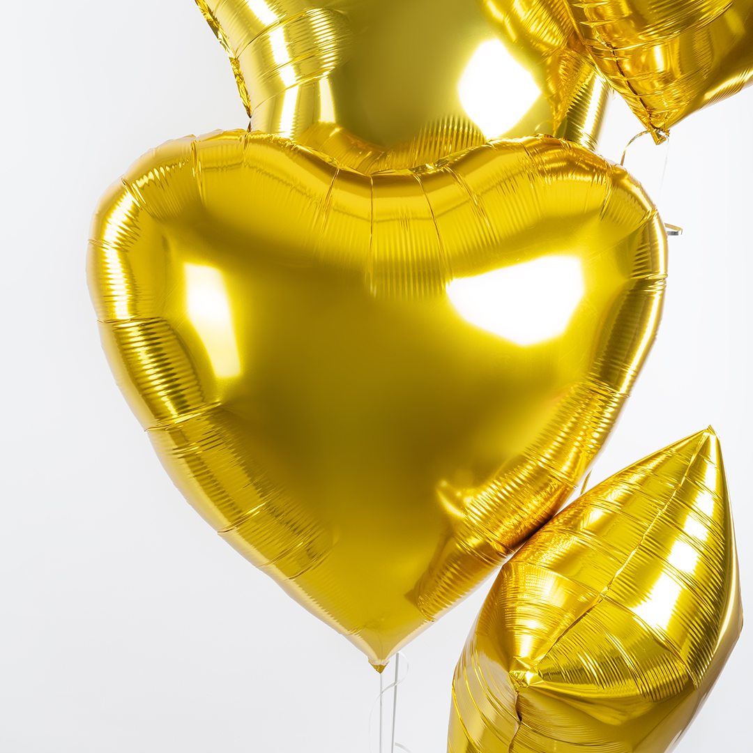 Шар (32''/81 см) Сердце, Золото, Металлик, 1 шт.