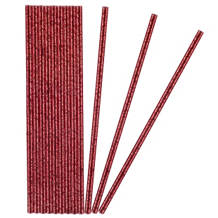 Трубочки для коктейлей, Красный, Металлик, 12 шт. в упак. 