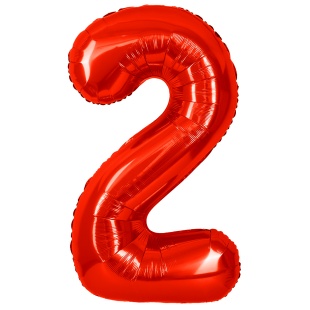 Шар (40''/102 см) Цифра, 2, Красный, Металлик, 1 шт. в уп.