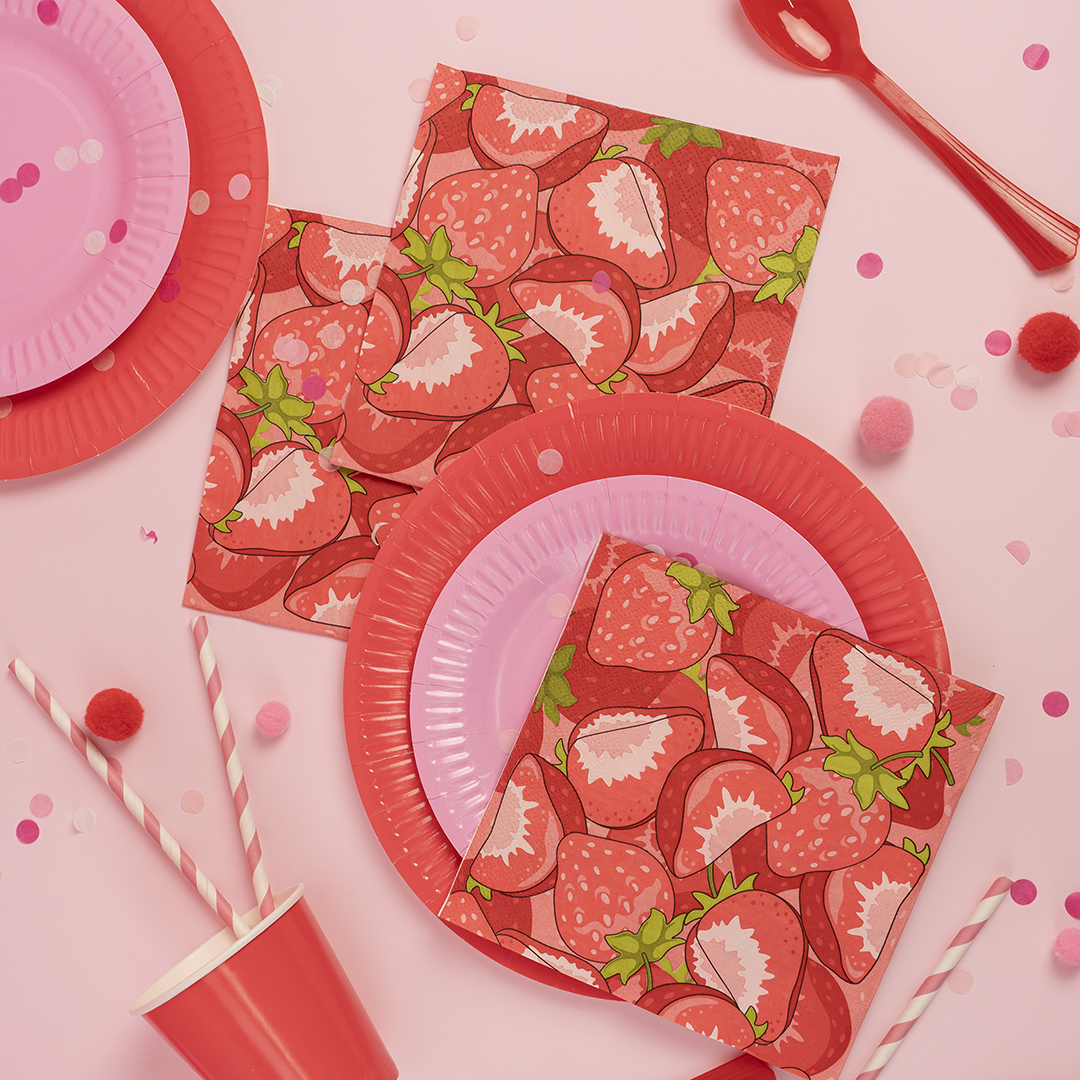 Сервировочные салфетки, Клубника, 33*33 см, 20 шт.