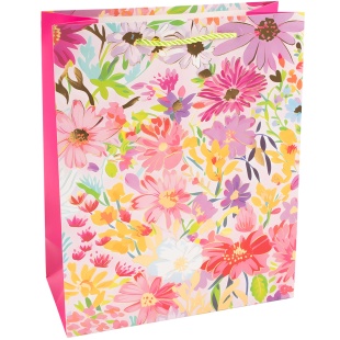 Пакет подарочный, 210гр, Любимые цветы, Дизайн №3, Металлик, 32*26*12 см, 1 шт.