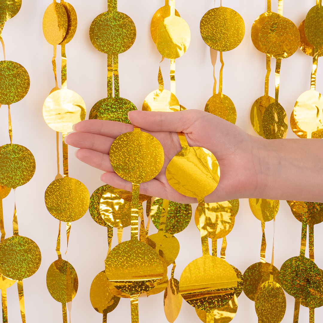 Занавес Круг, Лазерный, Золото, Голография, 100*200 см, 1 шт.