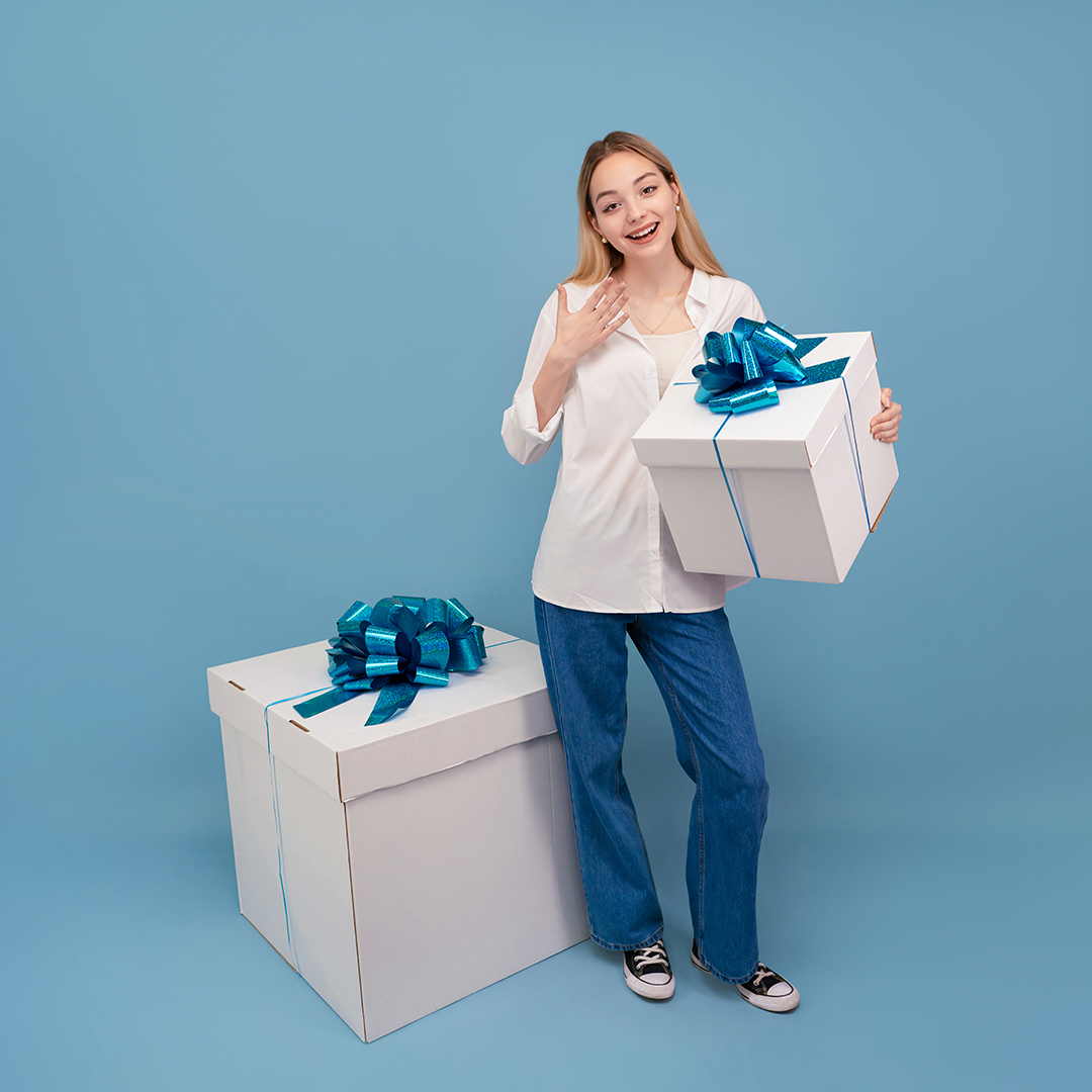 Бант Шар, Голубой, Голография, 21 см, 1 шт. в упак. 