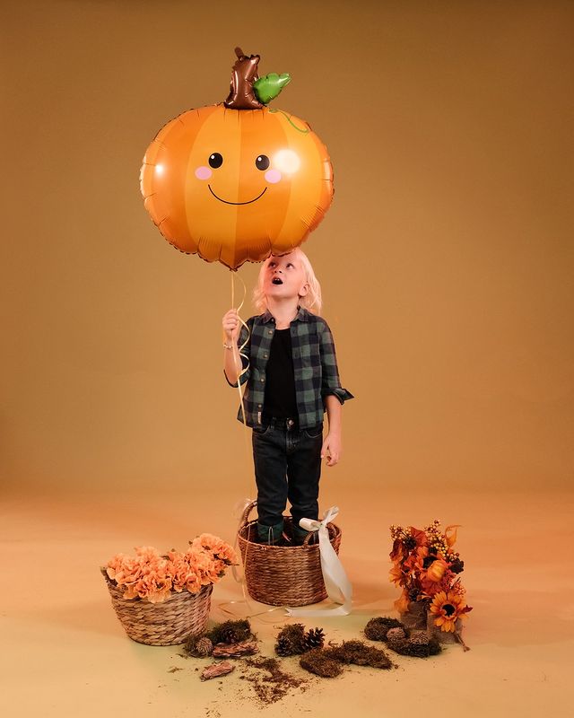 Шар (29''/74 см) Фигура, Веселая тыква, Оранжевый, 1 шт.