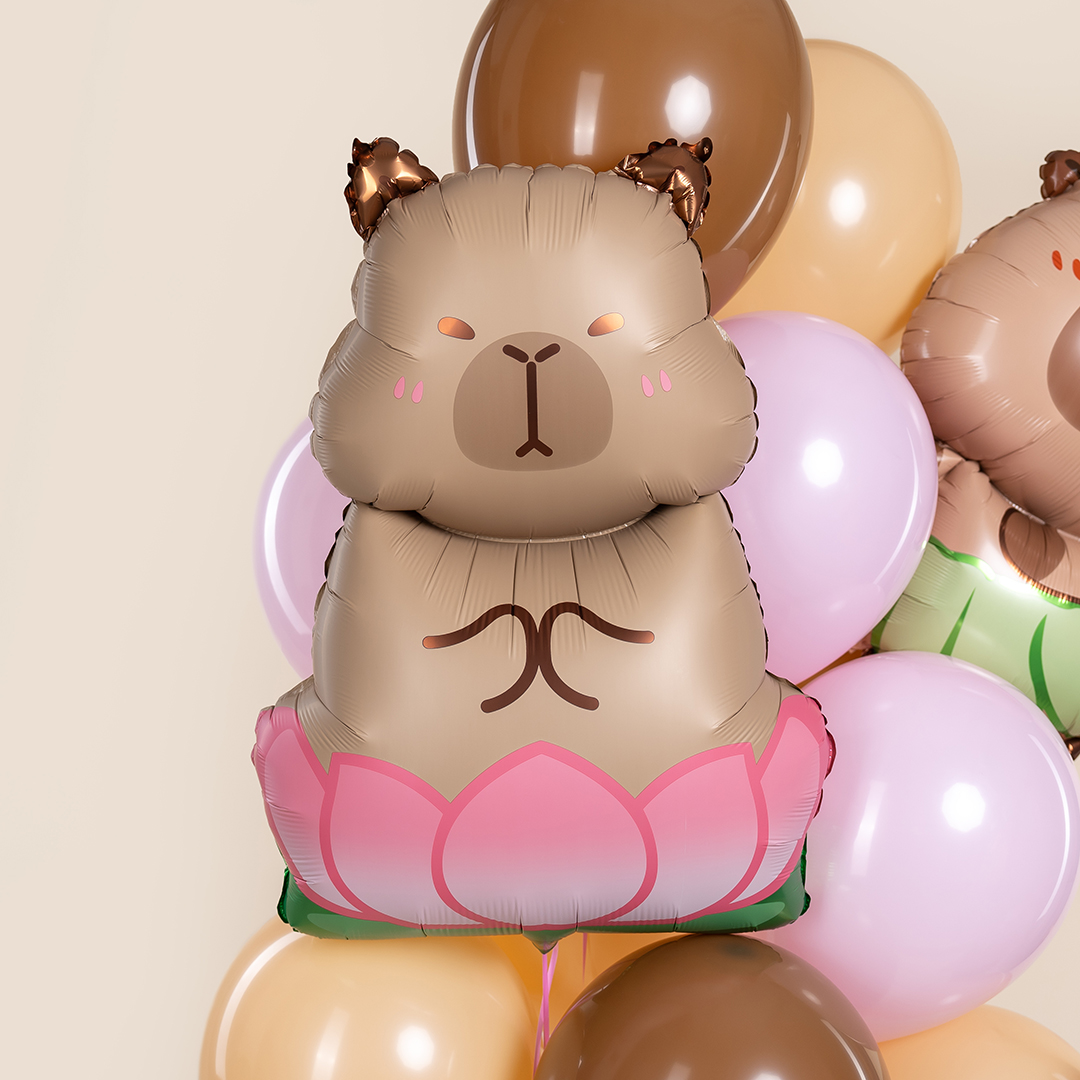 Шар (34''/86 см) Фигура, Капибара в лотосе, 1 шт.