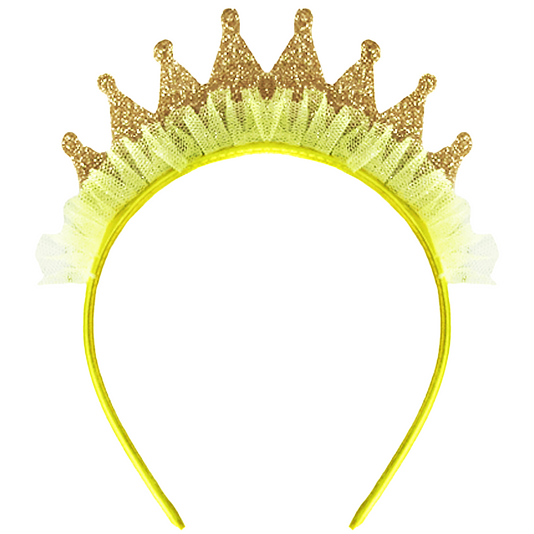 Ободок, Сверкающая корона, Золото, с блестками, 1 шт. 