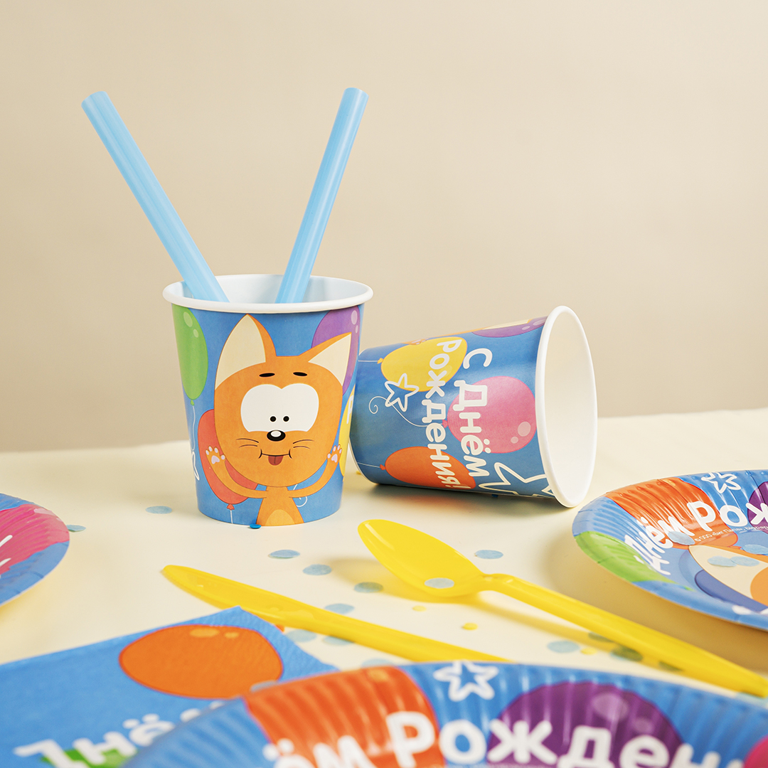Стаканы (250 мл) Котенок Котэ, С Днем Рождения!, 6 шт.