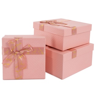 Набор коробок Праздничное настроение, Нежно-розовый, 19*19*9,8 см, 3 шт. в упак. 