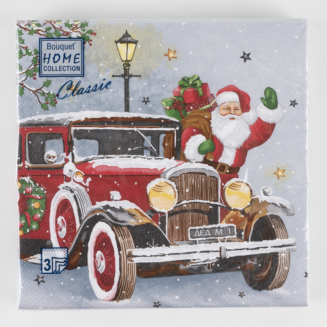 Сервировочные салфетки, Дед Мороз приехал, 33*33 см, 20 шт.