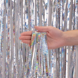 Занавес Дождик Полоски, Серебро, Голография, 100*200 см, 1 шт.