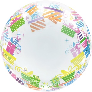 Шар (20''/51 см) Сфера, Deco Bubble, Разноцветные подарки, Прозрачный, Кристалл, 1 шт. в уп.