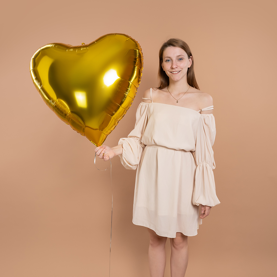 Шар (32''/81 см) Сердце, Золото, Металлик, 1 шт.