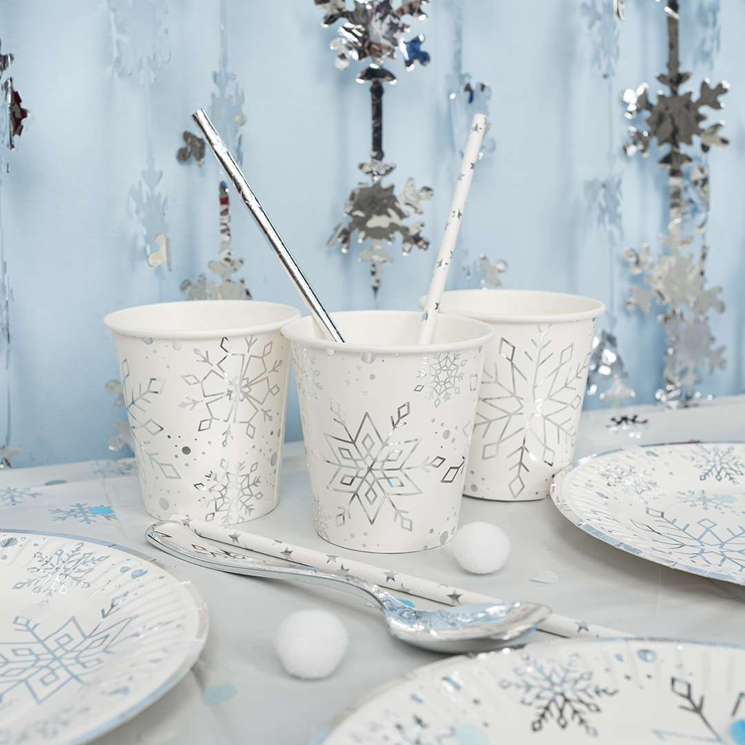 Стаканы (250 мл) Снежинки, Металлик, 6 шт.