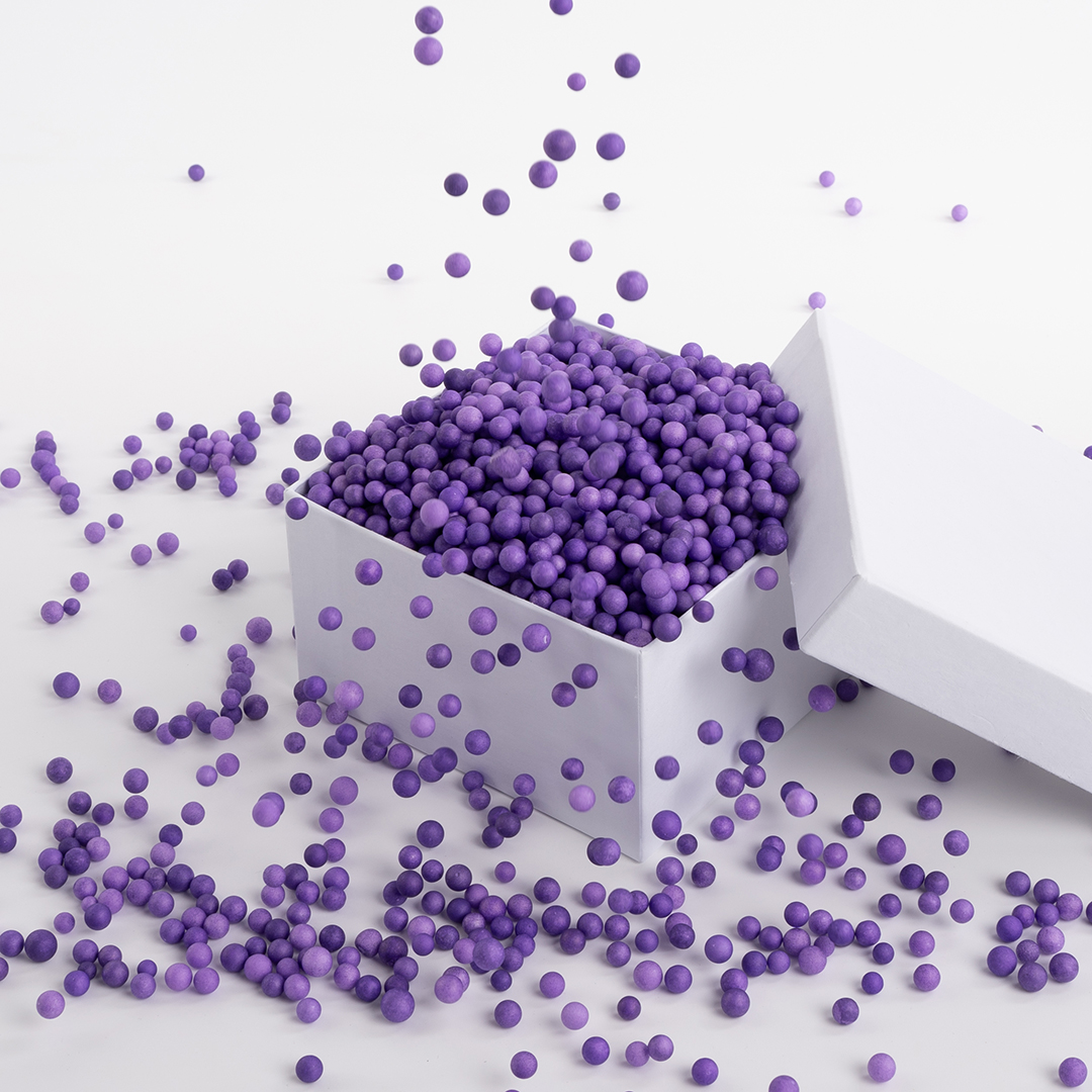 Шарики пенопласт, Фиолетовый, 6-8 мм, 10 гр.