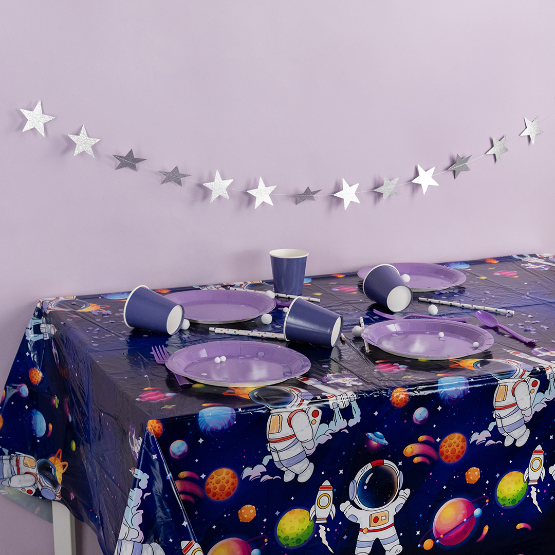 Скатерть одноразовая, Космос, Темно-синий, 135*183 см, 1 шт.