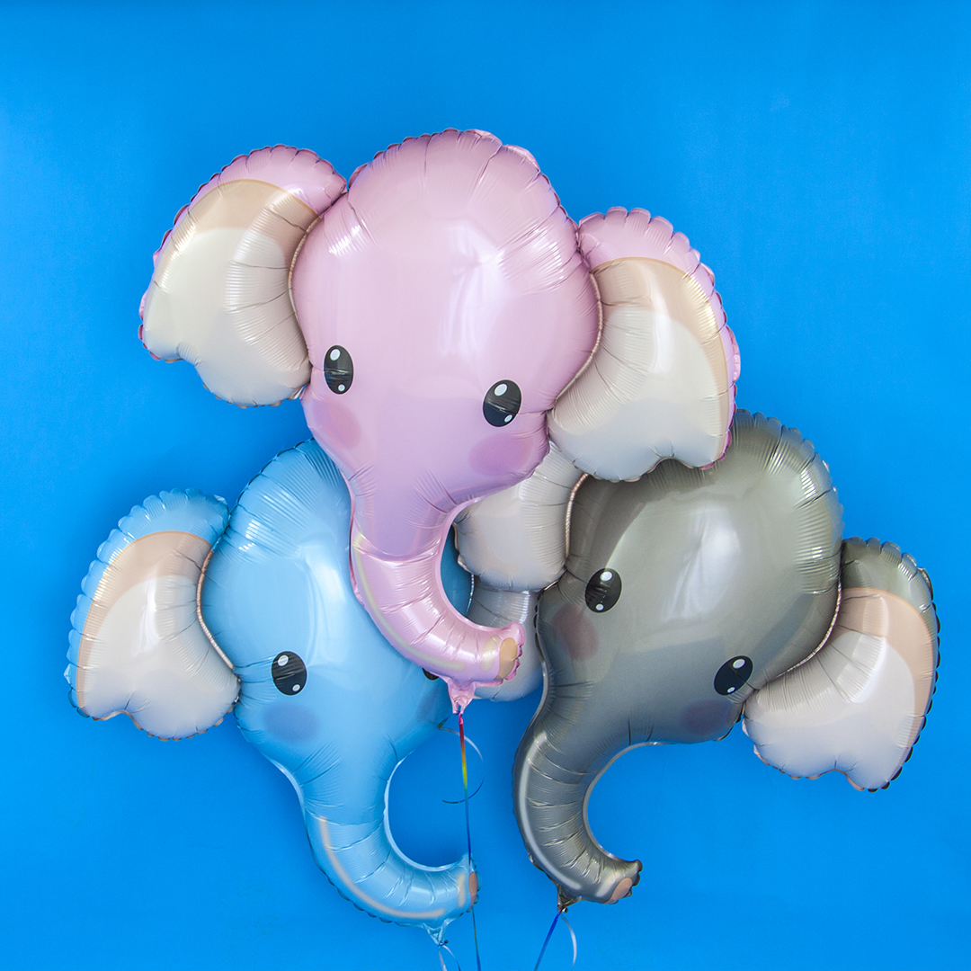 Шар (39''/99 см) Фигура, Голова, Милый Слоник, Розовый, 1 шт.