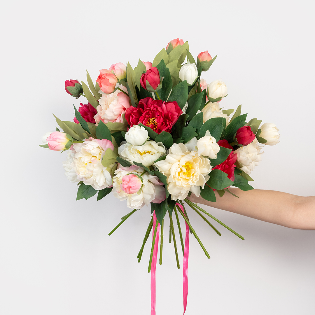 Пион, искусственный, Шампань, 60 см, 1 шт. в упак. 