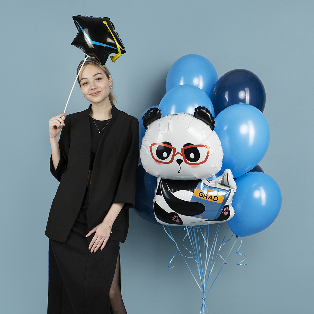 Шар (35''/89 см) Фигура, Панда с книжкой, 1 шт.