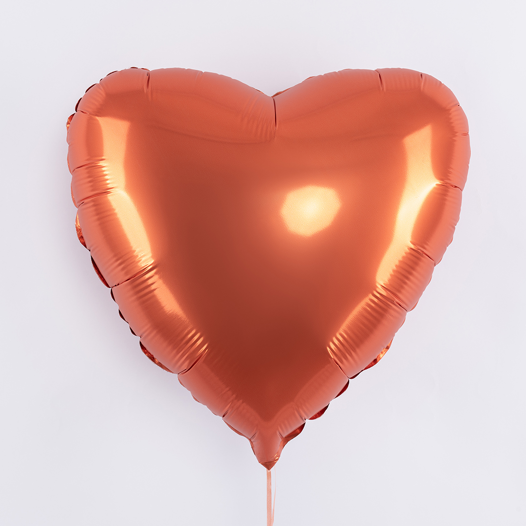 Шар (18''/46 см) Сердце, Оранжевый, Сатин, 1 шт.