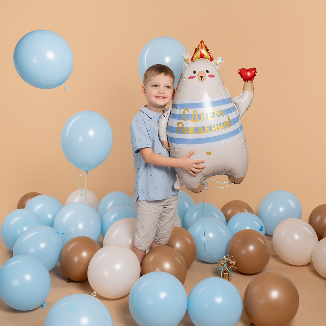 Шар (12''/30 см), Нежно-голубой, макарунс, 100 шт.